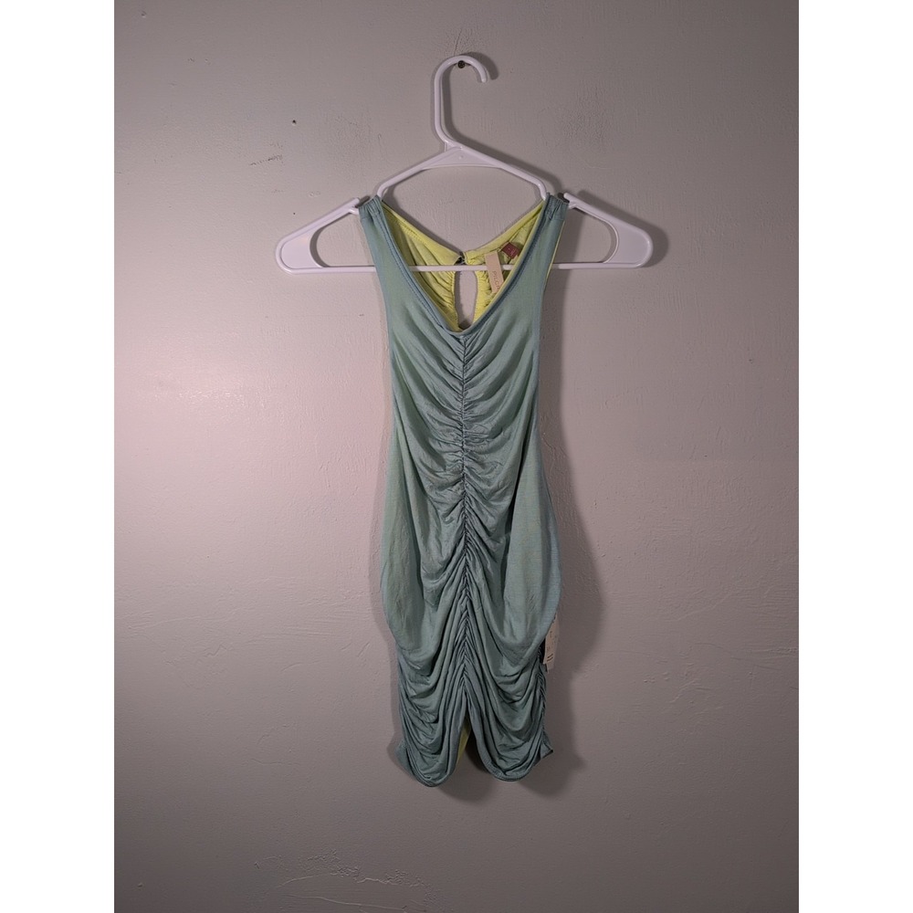 Pilcro Anthropologie Top Large Green Yellow Tank Ruched Reversible Halter New - Picture 1 of 9
